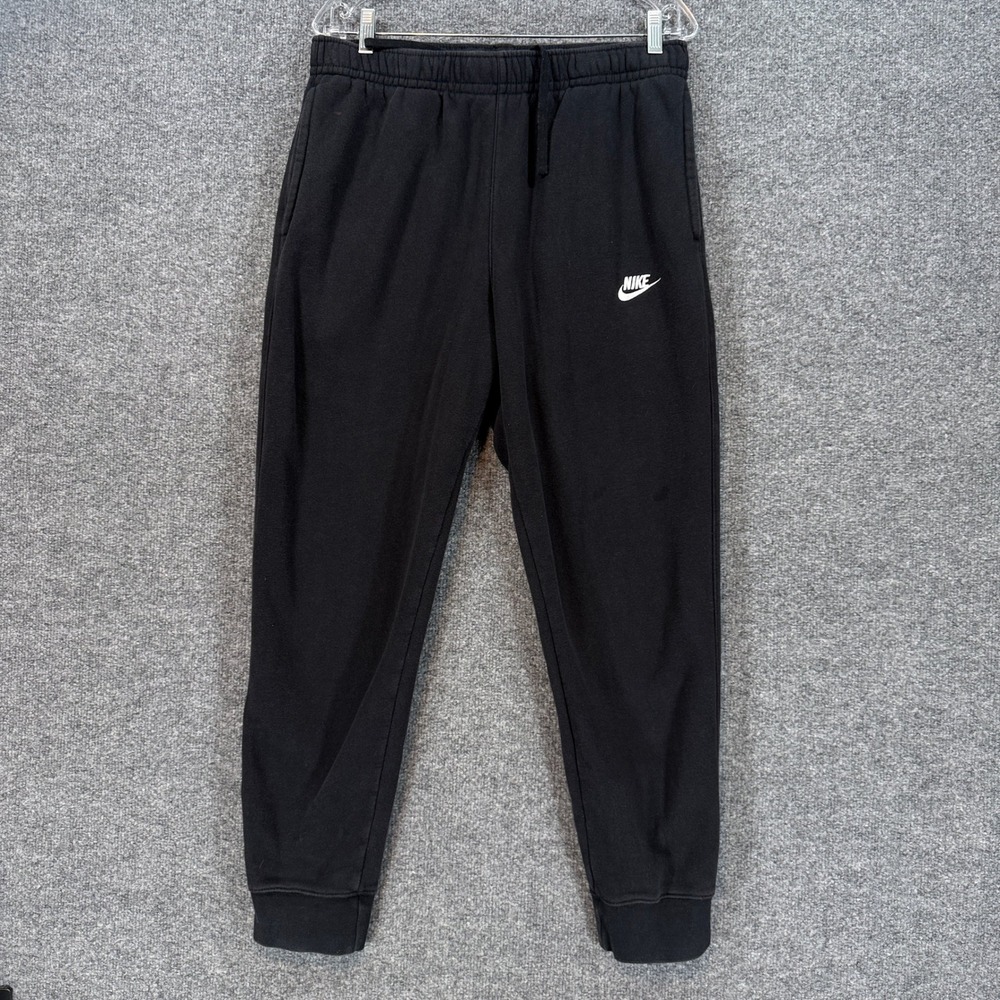 Nike Joggers Mens Large Black Fleece Embroidered Logo Tapered Sweatpants